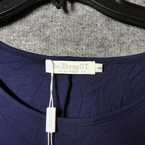 baishenggt Womens Blue Dress Size Large MIDI Short Sleeve With Pockets - Picture 4 of 8